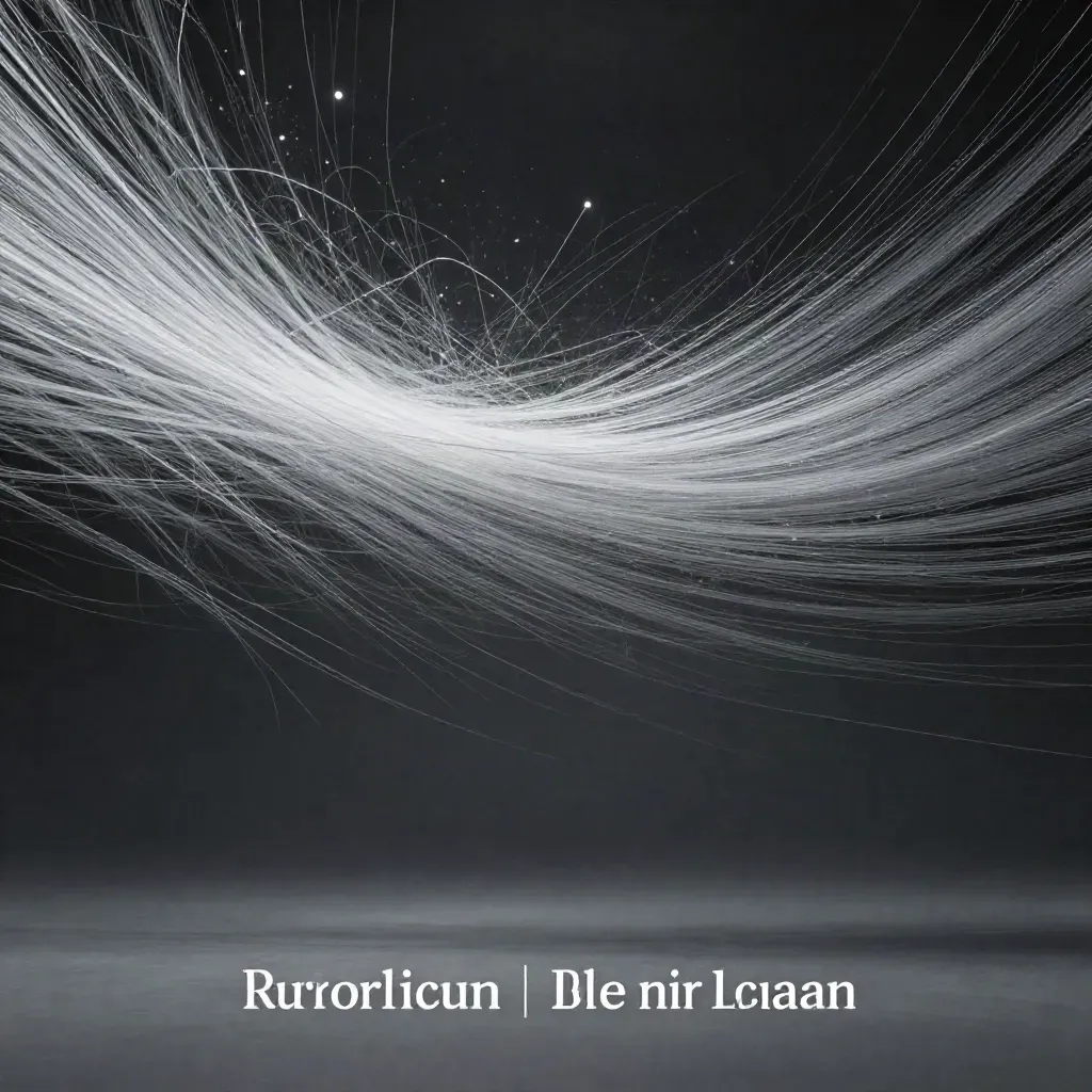 Silver filaments converge into a soft white bloom in graphite haze, leaving open space below.